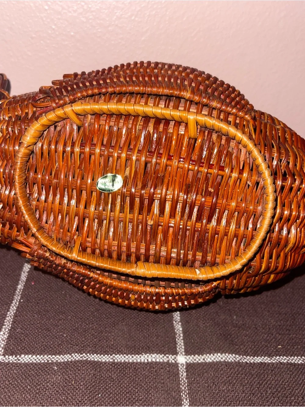 Turkey Wicker Basket Dark Wicker Bread Basket Thanksgiving Planter Centerpiece